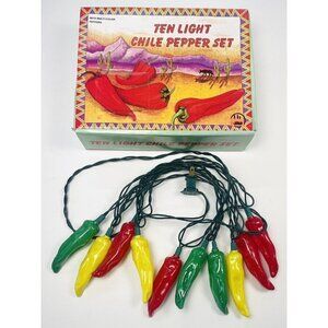 KURT ADLER Multi Color 10 Light Chile Pepper Set Indoor Outdoor RV 48" UL0027M